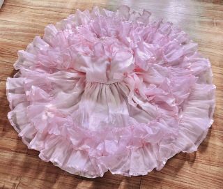 Vtg Girl’s Party Dress Frilly Pink Ruffles Pageant Gold Bell California Size 8