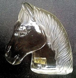 Viking Clear Glass Horse Head Label Paperweight