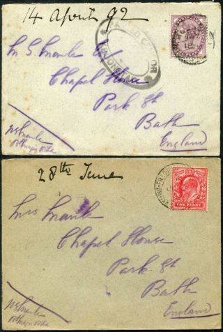 Boer War 1902 Envelopes 2 Items To Bath British Army Fpo Pmk,  Censor Kroonstad