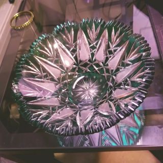 Leaded Crystal Bowl Green And Clear Design