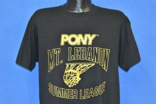 Vintage 80s Pony Mt Lebanon High School Summer League Basketball Pa 19 T - Shirt L