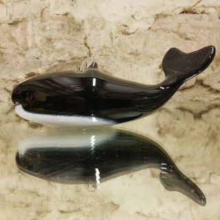 Vintage Art Glass Whale Retro Hand Blown Lamp Work Studio Murano Style Glass