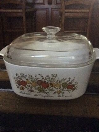 Vintage Corningware Spice Of Life Large 5qt Casserole With Glass Lid