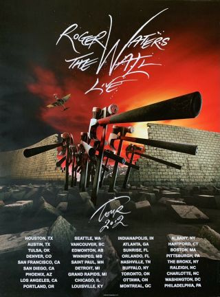 Roger Waters The Wall 2012 North American Tour Poster Rare 18” X 24” Pink Floyd