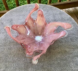 Vintage Murano? Art Glass Bowl Candy Modern Dish Starfish Pinks