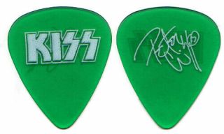 Kiss Guitar Pick : 2003 World Domination Tour Peter Criss Green Signature
