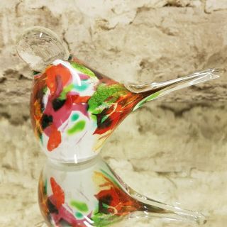 Vintage Art Glass Bird Retro Hand Blown Lamp Work Studio Murano Style Glass