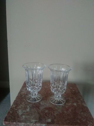 2 Older Deplomb Usa 24 Lead Crystal Marked Vases Vintage Crystal