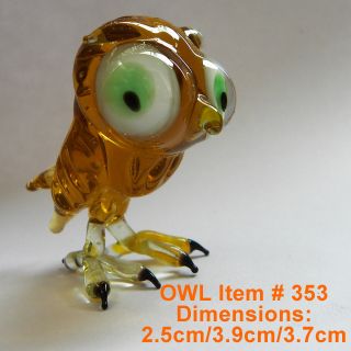 B30 - 9 Owl Decor Gift Murano Blown Glass Figurine Art Sculpture