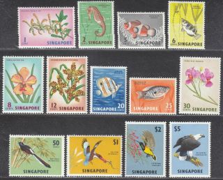 Singapore 1962 Fish Birds Orchids Definitives Part Set To $5 Cat £55