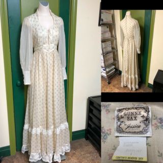 Vtg 1970’ Women’s “gunne Sax “ Dress.  Victorian Style.  Cotton Voile.