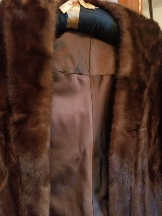 Vintage Natural Brown Real Mink Fur Stole Wrap Cape W/pockets