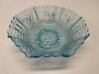 Vintage Lenox Imperial Glass Horizon Blue Carnival Grape Pattern Bowl,  Lig Mark