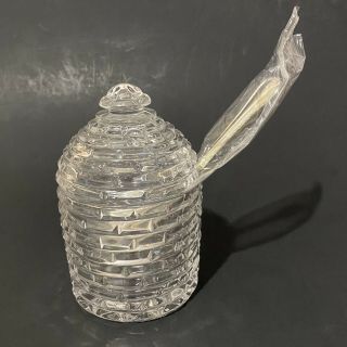 Lead Crystal Beehive Honey Pot Jar Germany Silver Plated Spoon Italy Reichhart