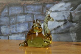 Vintage Art Glass Snail Figurine Paperweight Hand Blown Clear To Light Amber Gol
