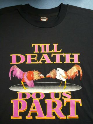 Nos Vtg 90s Shirt Cockfighting Till Death Do Us Part Biker Mens Xl Supreme