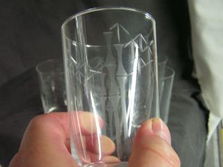 Set Of 6 Noritake Sasaki Etched Bamboo Crystal Juice/water Glass 4 " Tall