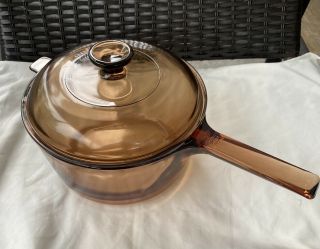 Vision Corning Ware Amber 2.  5l Pyrex Saucepan With Lid