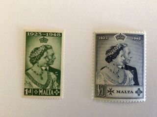 Stamps British Colonies And Territories Malta 1948 Kgvi Silver Wedding Mh/mnh