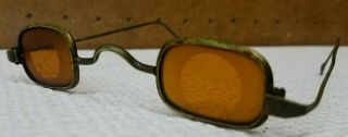 Vintage Amber Lens Brass Frame Spectacles - Eyeglasses - Sunglasses - Steampunk
