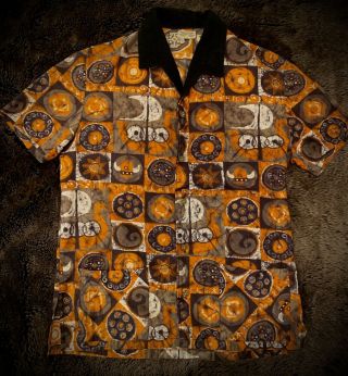 Vintage One Of A Kind Bowling/tiki/viking Shirt M