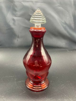 Vintage Ruby Red Martinsville Moondrops Decanter Bottle