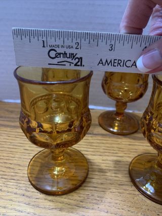 7 Vintage Indiana Glass Kings Crown Wine Goblets Glasses Amber 4 3/8” Exc Cond 3