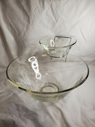 Vintage Glass Chip And Dip Set Clear Glass Party Wedding Shower Mid Century