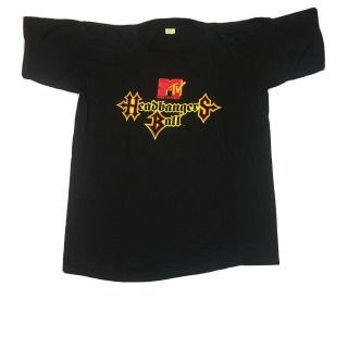 Vtg Mtv Headbangers Ball Shirt Xl/l 90s Rock Metal Music Metallica Slayer