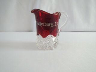 Gettysburg Sd South Dakota Advertising Souvenir Ruby Stained Glass Pitcher