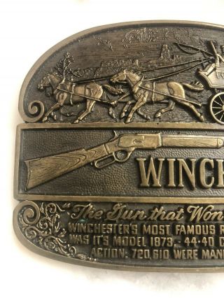 Vintage 1979 Winchester Guns That Won The West Solid Brass Belt Buckle 3