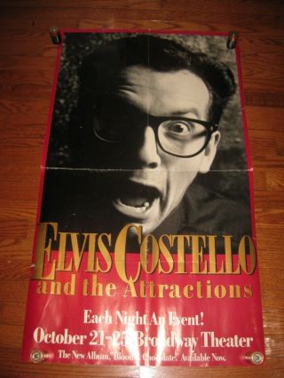 1986 Elvis Costello And The Attractions York Concert Promo Poster
