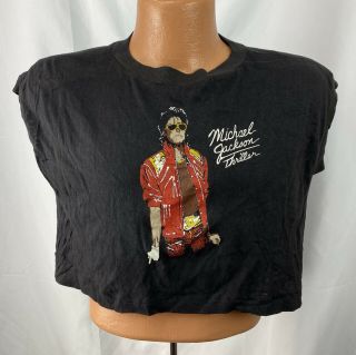 Vintage 80s Michael Jackson Thriller Crop Top Sleeveless T Shirt Muscle Tee