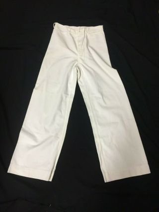 Vintage 1940s Wwii Us Navy Nautical White Sailor Pants 31/31