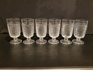Set Of 6 Vintage Shell Design Footed Juice Glasses - 5 " Tall