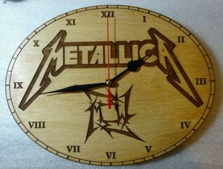 Metallica Wall Clock Engraved On Wood Man Cave Gift Item
