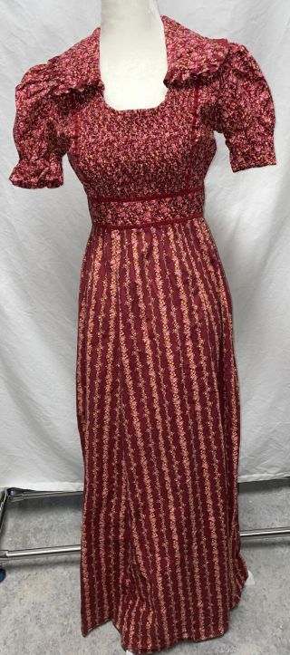 Vintage Candi Jones Prairie Maxi Dress 1970s Gunne Sax Style Cottagecore Floral