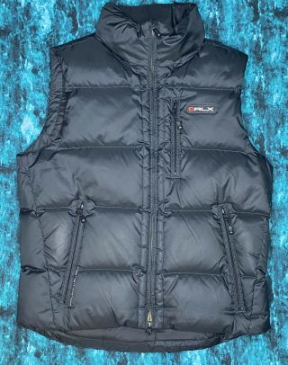 Vintage Rlx Down Vest Black Quilted Puffer Polo Ralph Lauren Sport Insulated