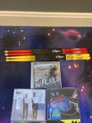 Zildjian Twenty One Pilots Josh Dun Signed Drumsticks And 7 Cds Yellow/red ￼￼