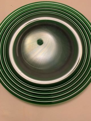 Vintage Emerald Clear Green Ribbed Depression Glass Plates Set Of Four