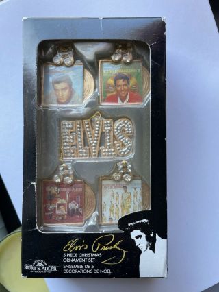 Set Of 5 Elvis Presley Vintage Rhinestone Christmas Ornaments (kurt S.  Adler)