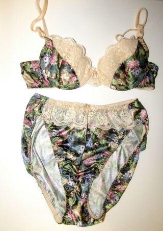 Vintage Maidenform Chantilly Lace Floral Bikini Panties Sz L / 36a Bra