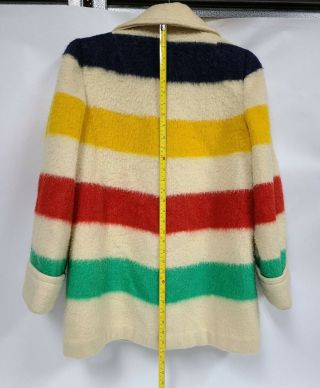 Vintage Hudson Bay Stripe Point Blanket Coat Made in England Heavy Wool Womens 3