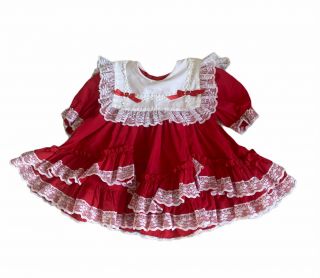 Vintage Lilo California Red White Lace Girls Dress Size 2t