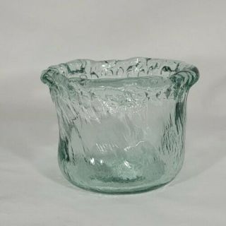 Authentic 100 Recycled Glass Art Vase Bowl Made In Spain Unique Textured Icey
