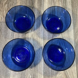 Cobalt Blue 4 Cereal Soup Salad Bowls 5 - 1/2” Wide X 3 " Tall