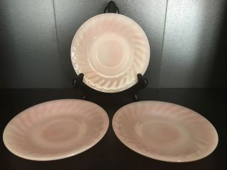Vtg 1950s Fire King Anchor Hocking Pink Swirl Saucers Set Of 3