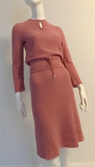 Vintage 1950’s Knit Two Piece Co - Ordinate Blouse And Skirt