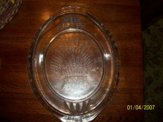 Antique Laura Ingalls Give Us This Day Our Daily Bread Eapg Oval Glass Plate