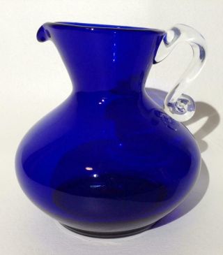Vintage Cobalt Blue Glass Water Pitcher